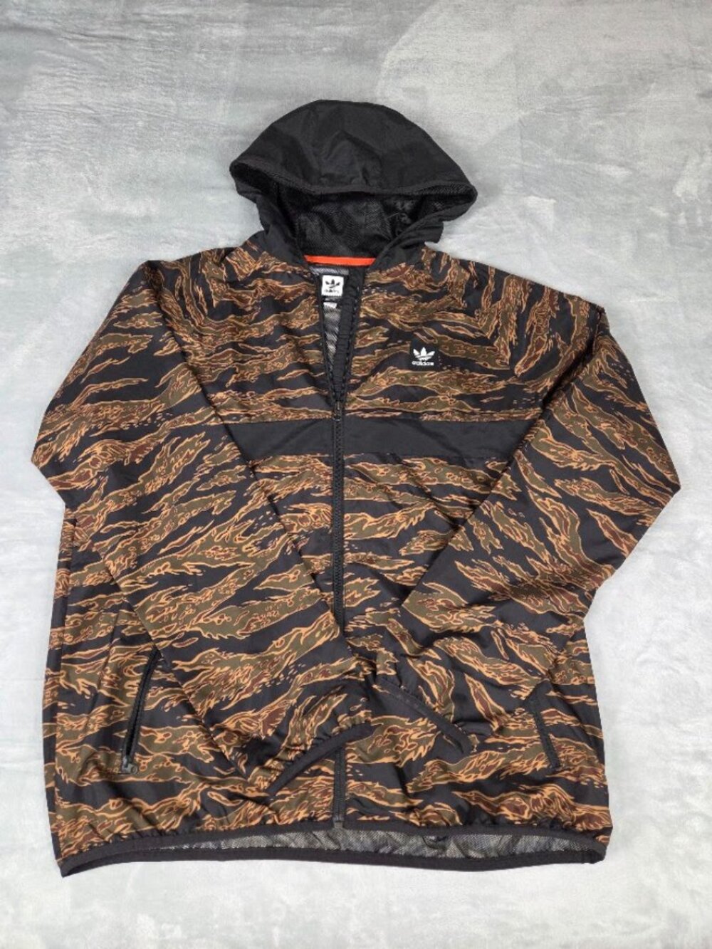 Adidas Originals Tiger Stripe Camo Windbreaker Jacket Men's L Climalite Brown